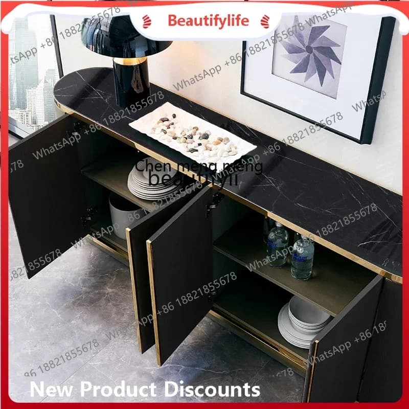 ss8350 American light luxury door cabinet marble living room entrance hall cabinet stainle steel storage side cabinet