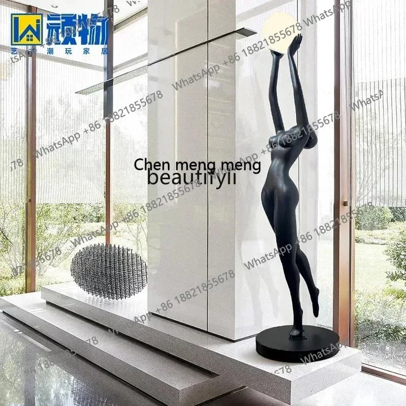A   R Humanoid Sculpture Muse Living Room Sales Office Decorative Floor Lamp Creative Figure Plastic Art R