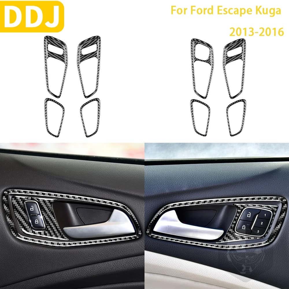Carbon Fiber For Ford Escape Kuga 2013 2014 2015 2016 Accessories Car Interior Door Handle Frame Trim Sticker