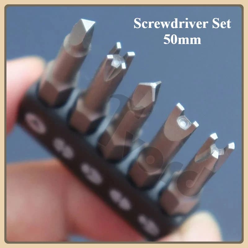 5Pcs Special Shaped Screwdriver Set 50mm U-shaped Y-Type Triangle Inner Cross Three Points Screwdriver Bit Tool