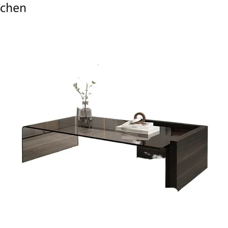 Minimalist Glass Coffee Table Rectangular Lig Luxury High-end Art Modern Home Living Room-N10
