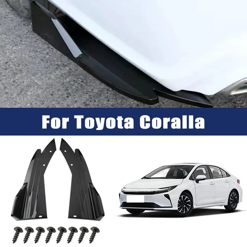 2pcs Car Rear Bumper Spoiler Lip Carbon Fiber Wing Trim Anti-crash Diffuser Side Skirt Wrap Angle Splitter For Toyota Coralla