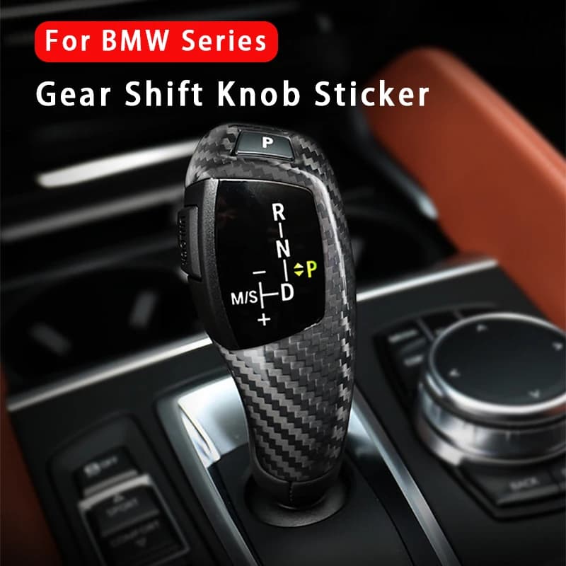 For BMW 1 2 3 4 5 7 Series X5 X6 F10 F20 F32 F25 F15 F16 Real Carbon Fiber Gear Shift Handle Head Sleeve Button Cover Stickers