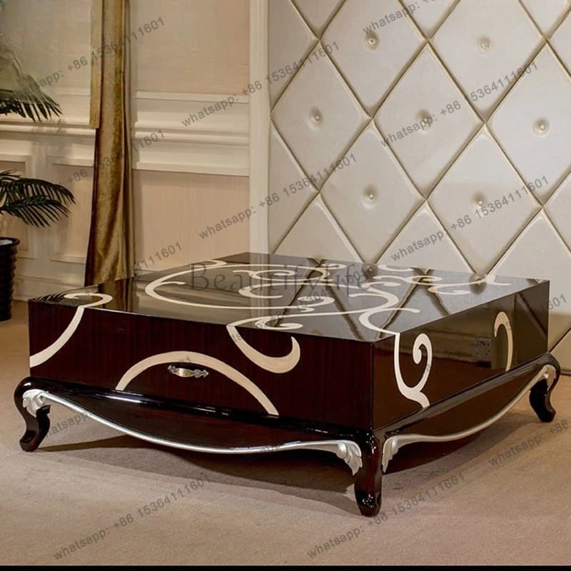 European-style large coffee table, living room art design square coffee table neoclassical villa furniture