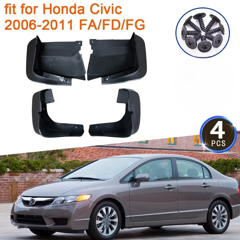 4x for Honda Civic 2006 2007 2008 2009 2010 2011 FA Mud Flaps Mudguards Splash Guards Front Rear Wheels Fender Flare Accessories