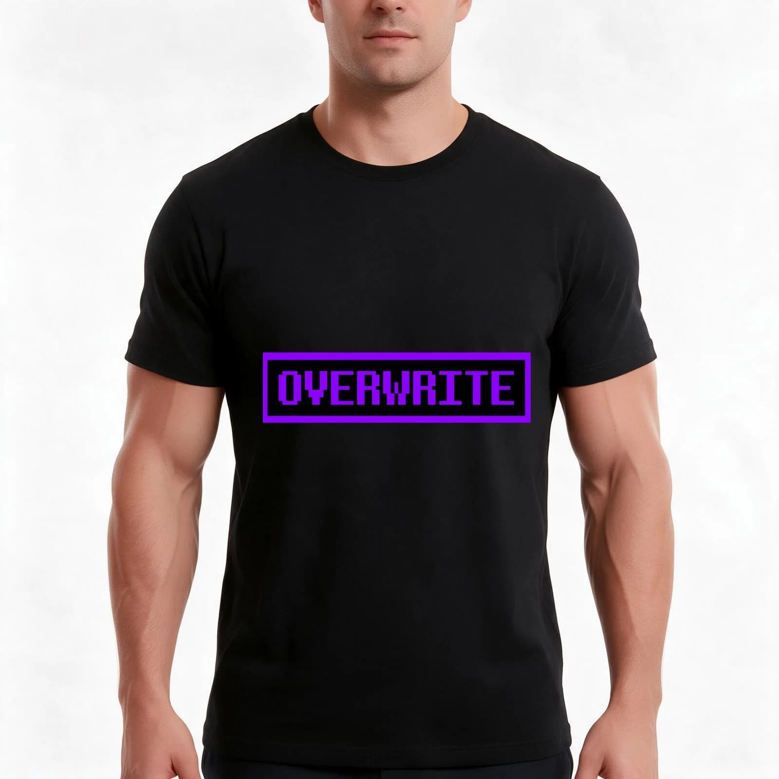 Underverse Overwrite Button T-Shirt, Summer Casual Cotton Tee, Oversized Streetwear Tops, Vintage Graphic Print, 100% Cotton