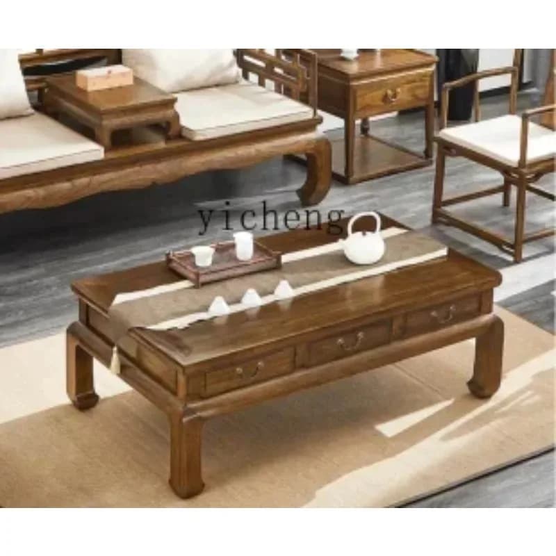 GZ-1 New Chinese Style Tea Table Old Elm Wood Zen Antique Storage Square Table Living Room Coffee Table Furniture