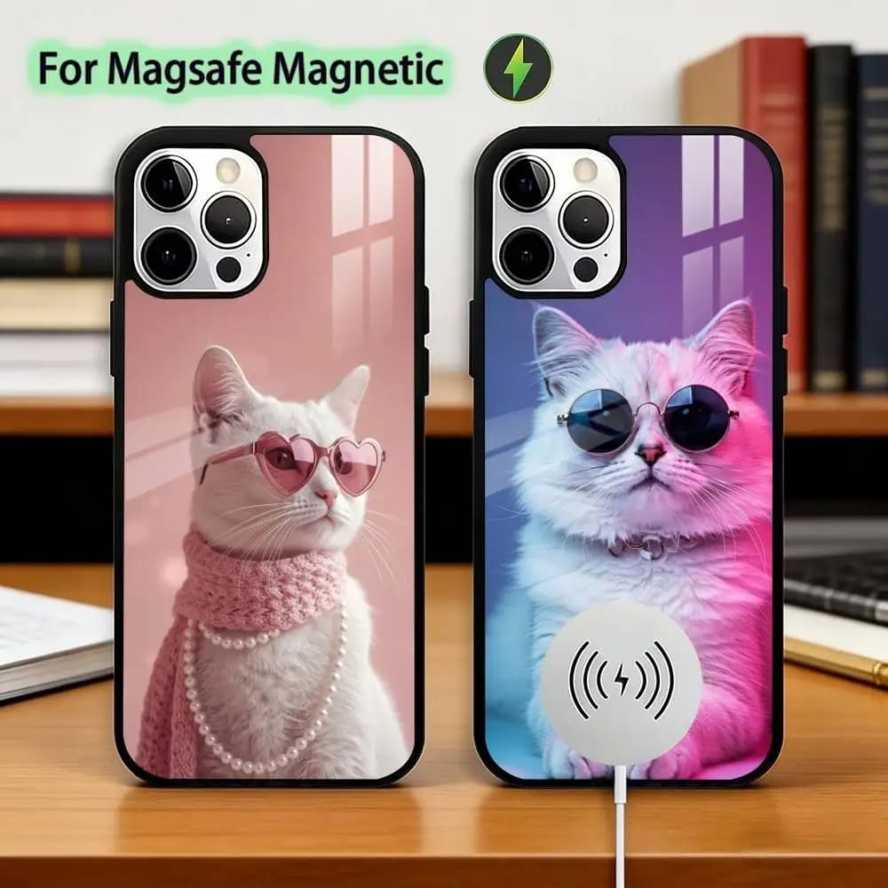 Aesthetic Cat Portraits Phone Case For iPhone17,16,15,14,13,12,11 Plus,Pro Magnetic with Magsafe Wireless Charging