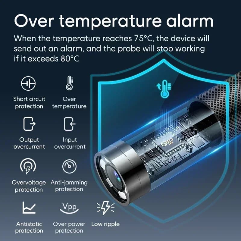 S50 360 Degree Articulating Borescope Steerable Probe for Automotive Mechanics IP67 Waterproof Two-Way Cable Enhanced Inspection