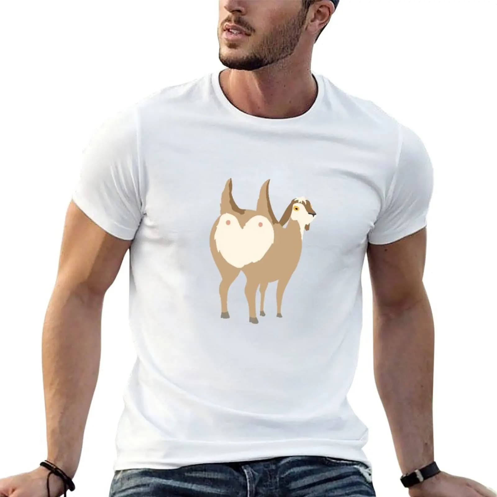 Double butt goat T-Shirt summer 2026 cheap stuff shirts men