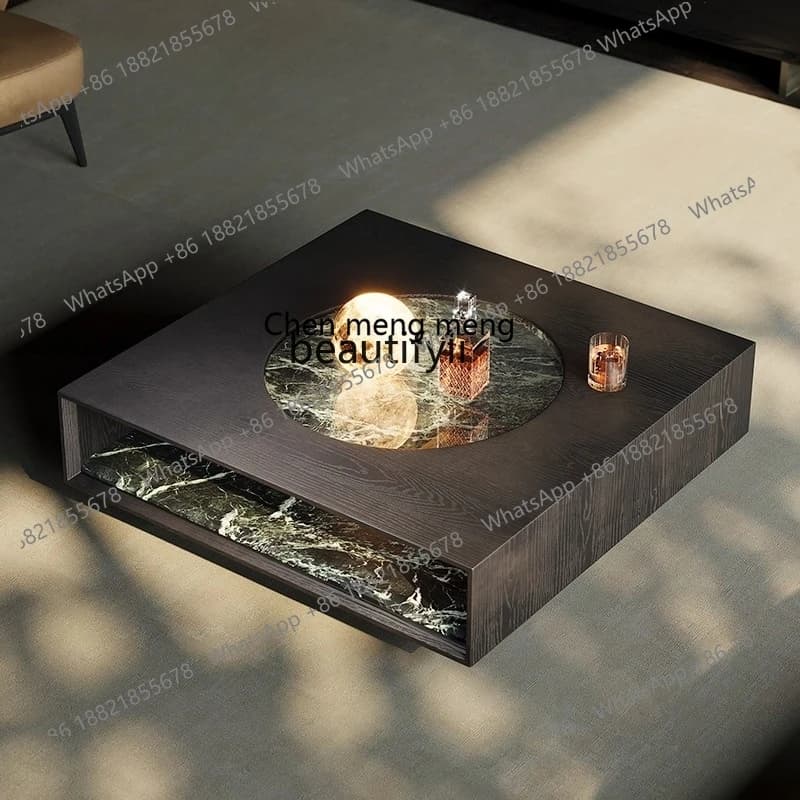 X  Light luxury natural marble coffee table/modern, high-end villa luxury stone square living room