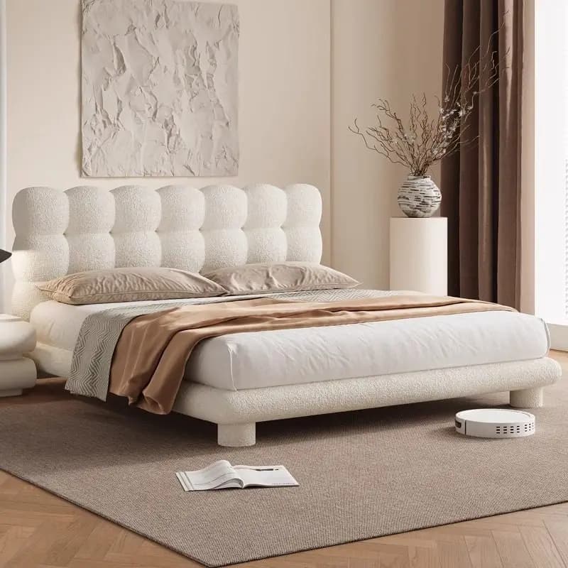Cute Reading Girls Bed Backrest Velvet European Household Adults Queen Bed Frame Modern Luxury Camas De Dormitorio Furniture
