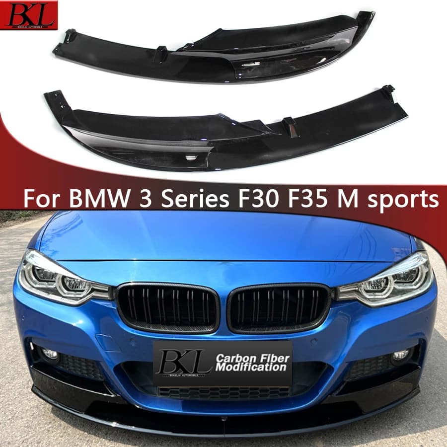 For BMW 3 Series F30 F35 M Sport MP style front lip modified segmented bright black matte front lip front spoiler auto parts