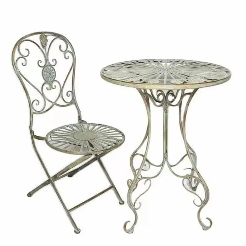 Vintage pastoral green French garden table and chairs