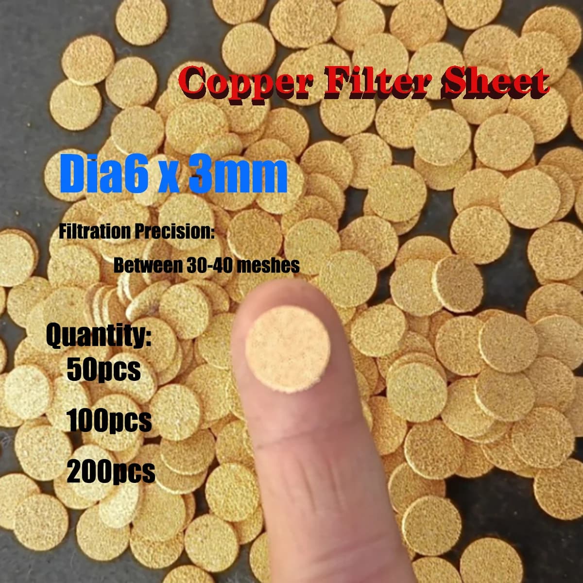 Dia6x3mm Copper Powder Sintered Circular Filter Filtration Granular Air Filter Column Precision Between 30-40 Meshes