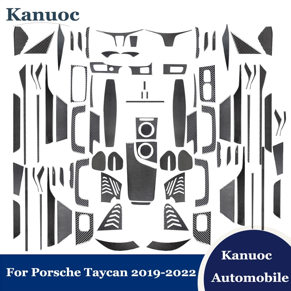 For Porsche Taycan 2019-2022 Carbon Fiber Car Stickers Kit Car Interior Various Parts Decorative Trim Accessories