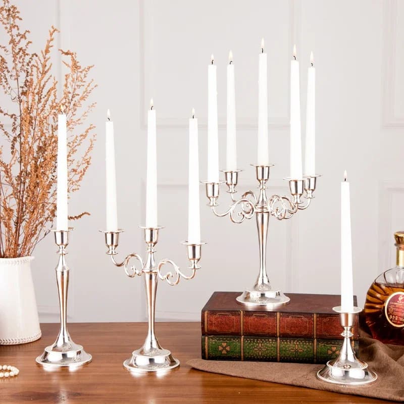 Classic 3/ 5 Llight  Metal Candlestick Silver Candelabra  candle holders vintage for dinner table decorZT030