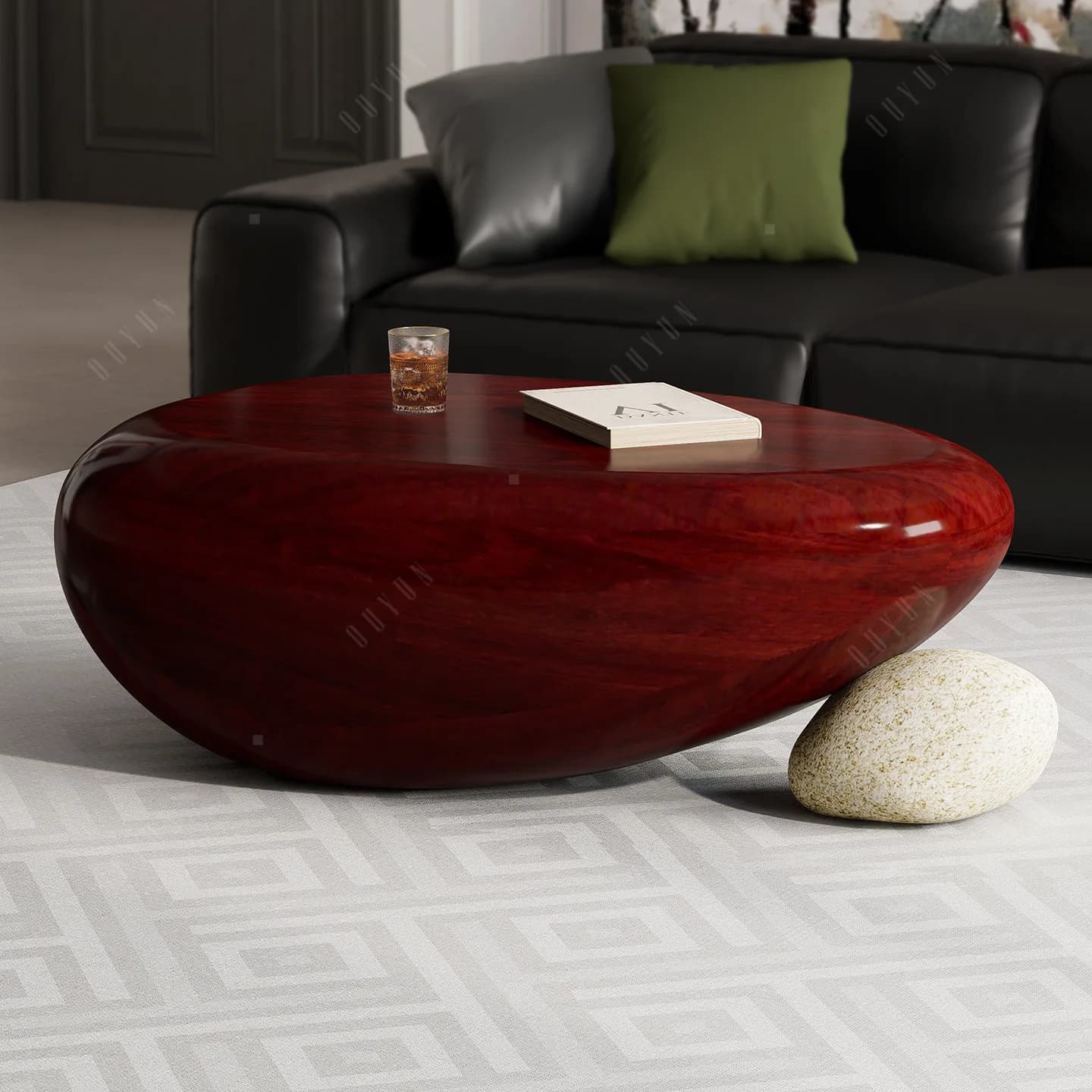 DSA stone to run the coffee table, living room home light luxury high-end art round creative cream wind coffee table