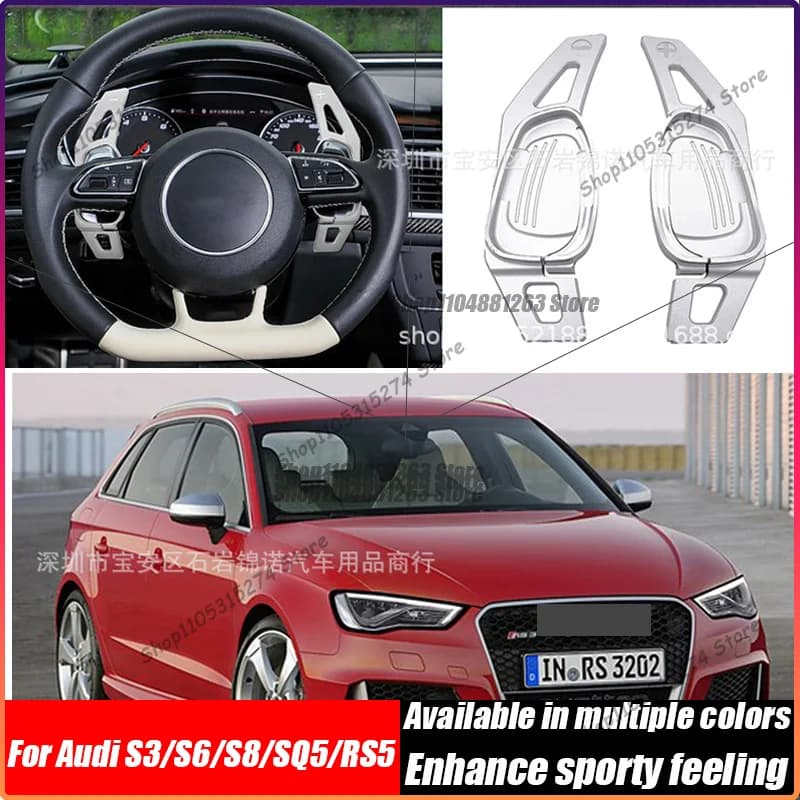 Suitable for Audi S3/S6/S8/SQ5/RS5 Steering Wheel with Aluminum Alloy Shift Paddles Brown Steering Wheel Accessories
