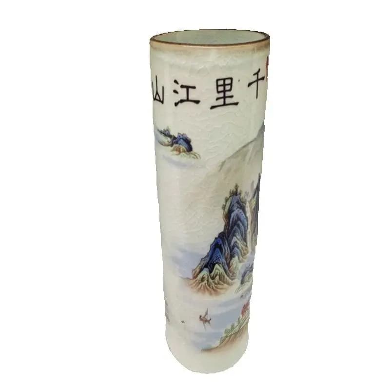 Pastel Thousand Mile Landscape Pattern Vase China Old Porcelain Collection Antique Decorative Artware