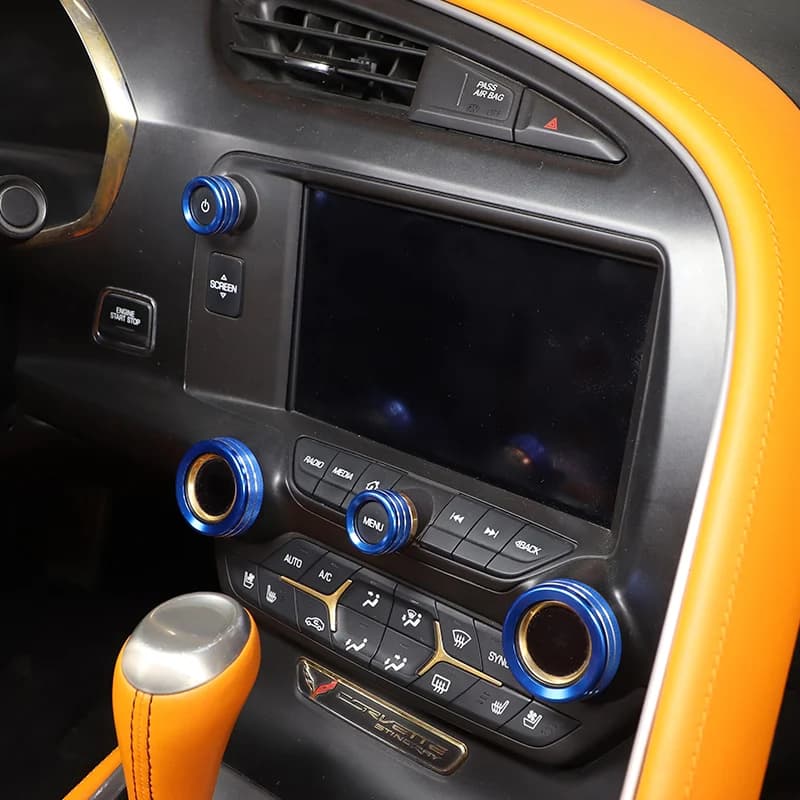 Aluminum Alloy Car Air Conditioner Volume Driving Mode Knob Circle Cover Trim For Chevrolet Corvette C7 2014-19 Car Accessories