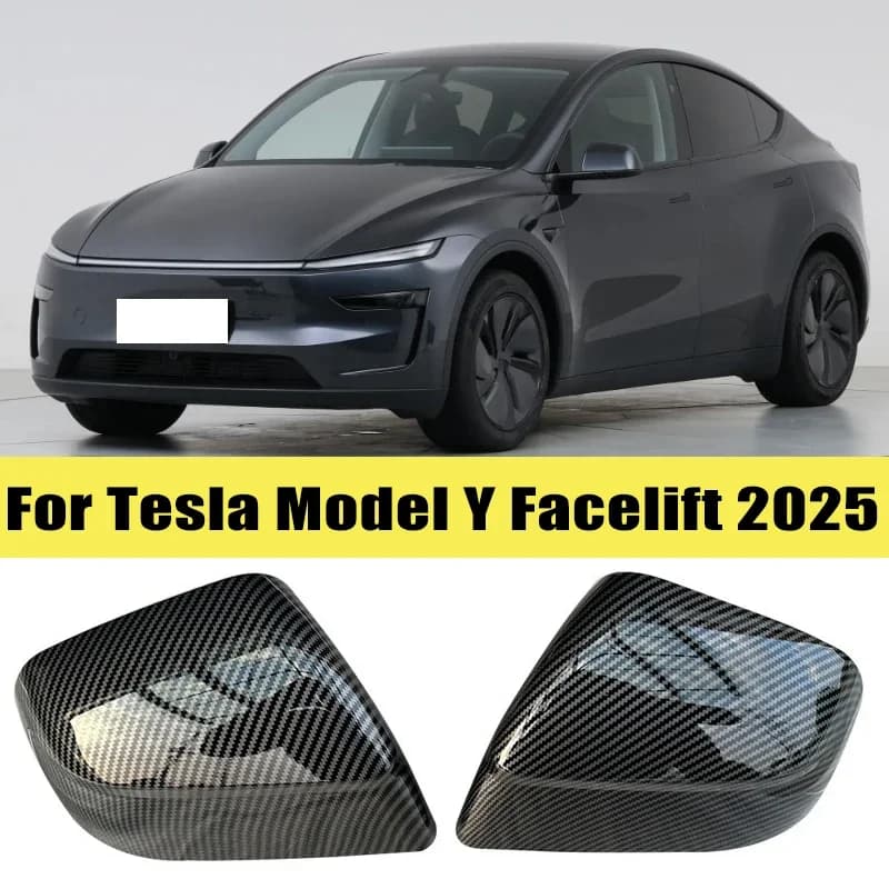 Suitable for Tesla Model Y Is Refreshed 2025 Rearview Mirror Cover Modification with Carbon Fiber Accessories