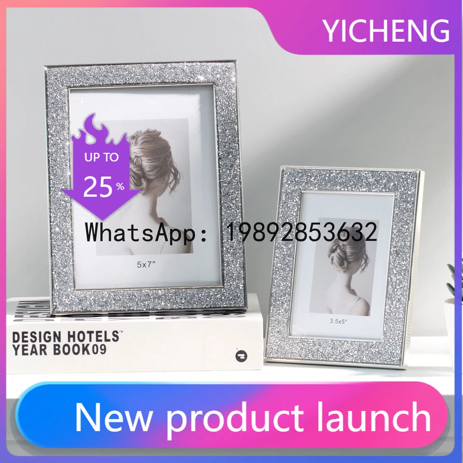 Hys minimalist crystal metal photo frame - home decor wedding photo display