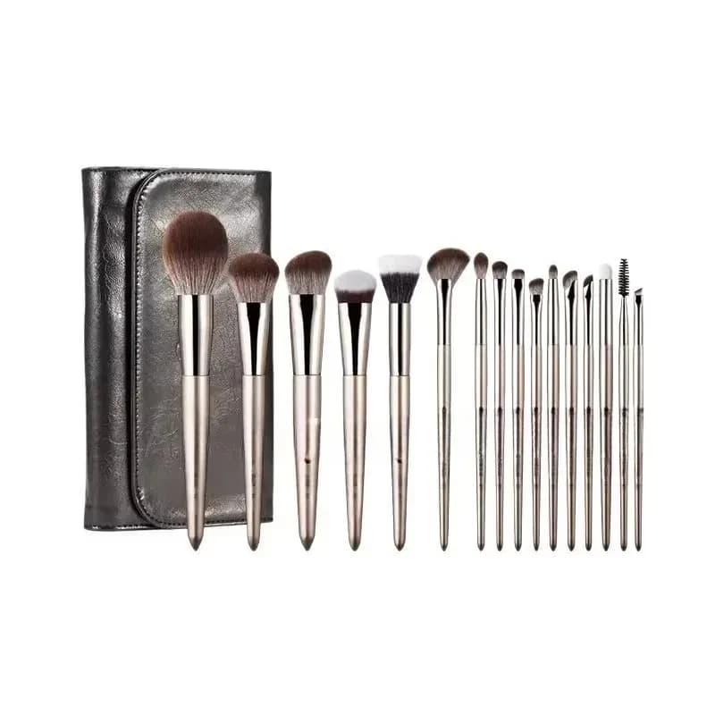 Frosted Silver 16 Makeup Brushes Set Full Set Genuine Soft Hair Eyeshadow Brushes E Show Makeup Artist Set Brushes