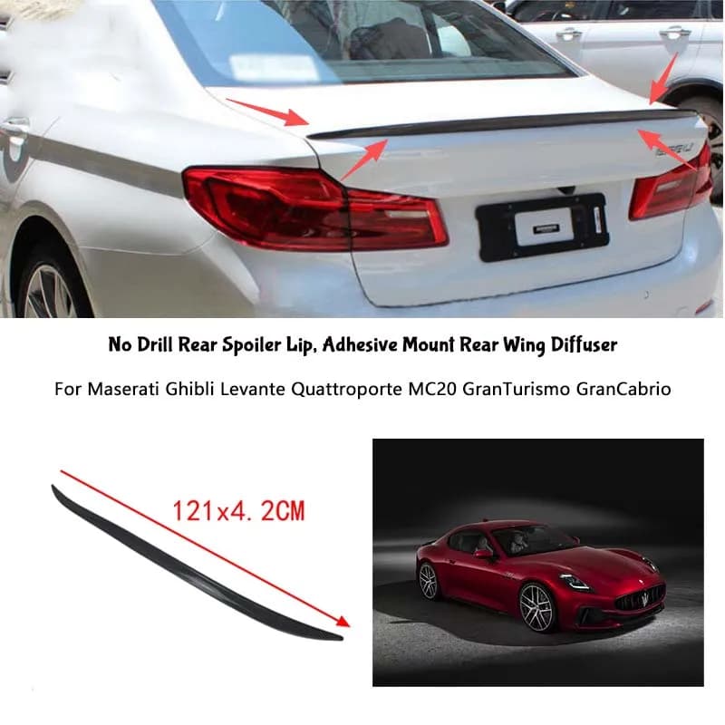 For Maserati Ghibli Levante Quattroporte MC20 GranTurismo GranCabrio Rear Wing Lip Car Rear Trunk Boot Lip Spoiler Wing