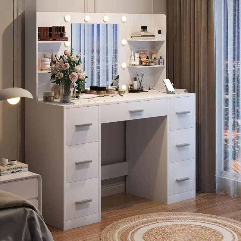 Interior Fashion Vanity Table Aesthetic Luxury Designer Modern Makeup Dressing Table Shelf Mesa De Maquillaje Trendy Furniture