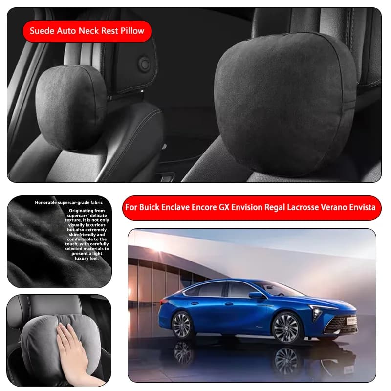 For Buick Premium Faux Suede Neck Pillow car seat pillow car neck pillow Suede Fabric Car Headrest interior