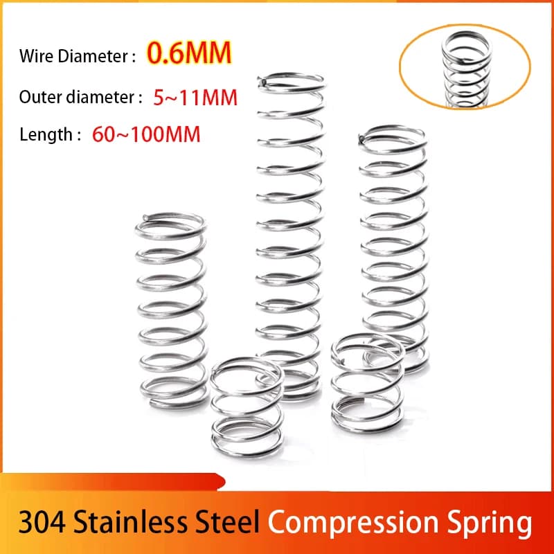 Wire Dia 0.6MM OD 5~11MM L:60~100MM 304 Stainless Steel Galvanized Compression Spring, Y-shaped Shock Absorption Return Spring