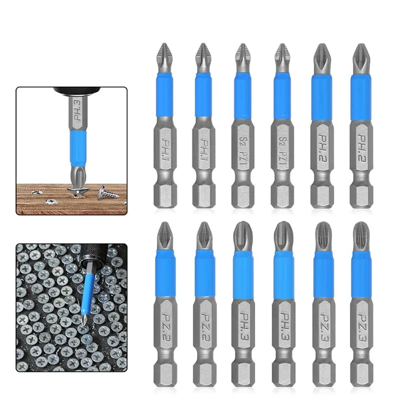 【Hot】6Pc Bits Set Alloy Steel 50mm Impact Non-Slip Magnetic Cross Tip PH1/PH2/PH3/PZ1/PZ2/PZ3 For 1/4" Electric Hand Screwd