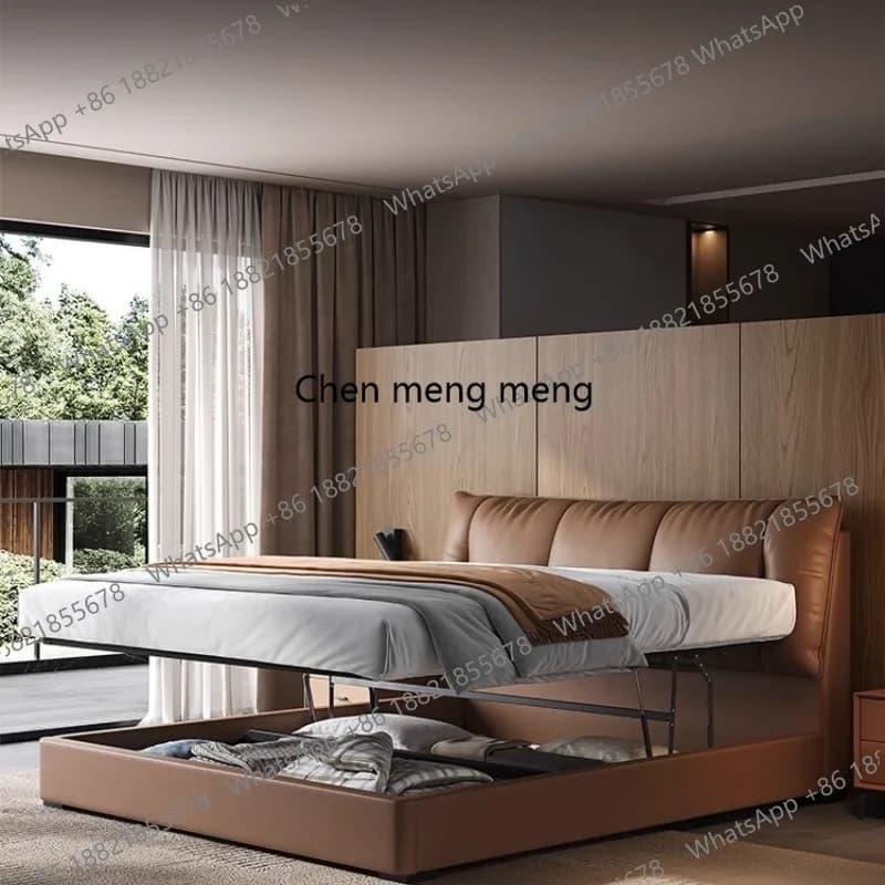 Upholstered Frame Bed Queen Headboard Minimalist Storage Spac Bed Modern Luxury Sleeping Mobilier Maison Home Accessories