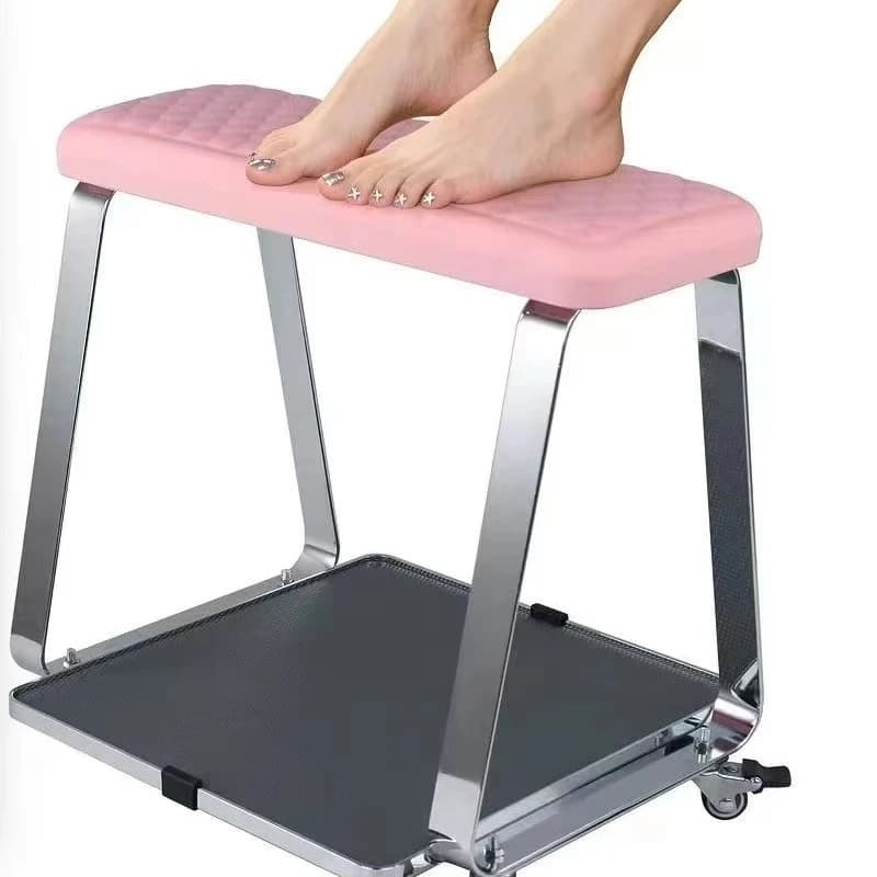 Comfortable Leather Portable Foot Bracket Salon Foot Bracket with Movable Wheels