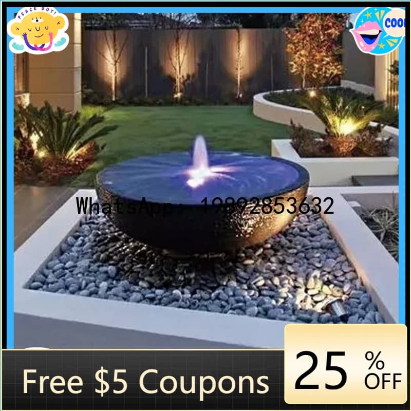 AB Stone Carving Water Bowl Fountain Landscape Outdoor Stone Fountain Water Flow Garden PondCourtyard Dry Landscape Landscaping