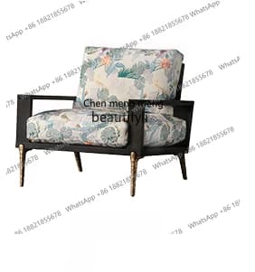 Modern Minimalist American Light Luxury Retro Nordic Embroidery Fabric Sofa Single Living Room Furniture Lounge Chair