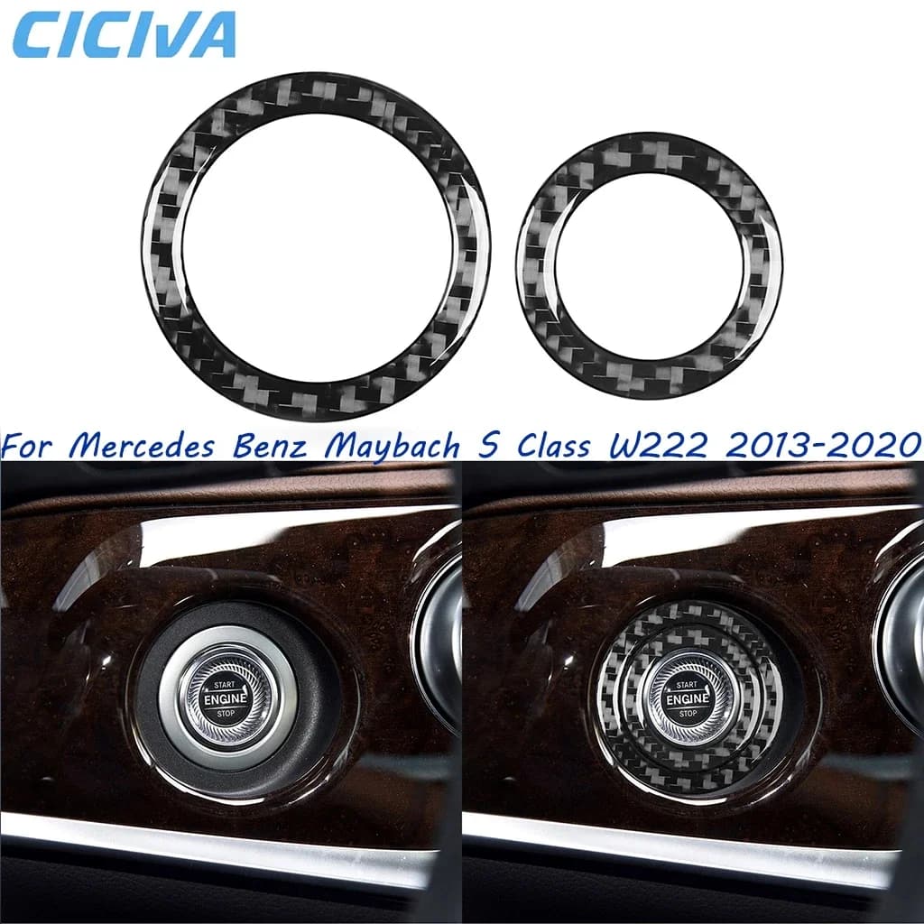 For Mercedes Benz Maybach S Class W222 2013-2020 Dashboard Engine Start Ring Carbon Fiber Car Accessories Interior Cover Sticker