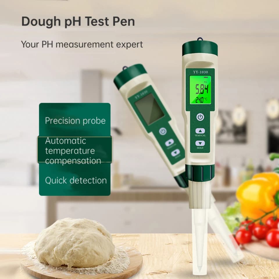 YY1030 Food PH Meter Puncture Probe Tester 0.00-14.00 PH High Accuracy for Meat Fruit Cheese Soil Solid Semi-Solid Liquid