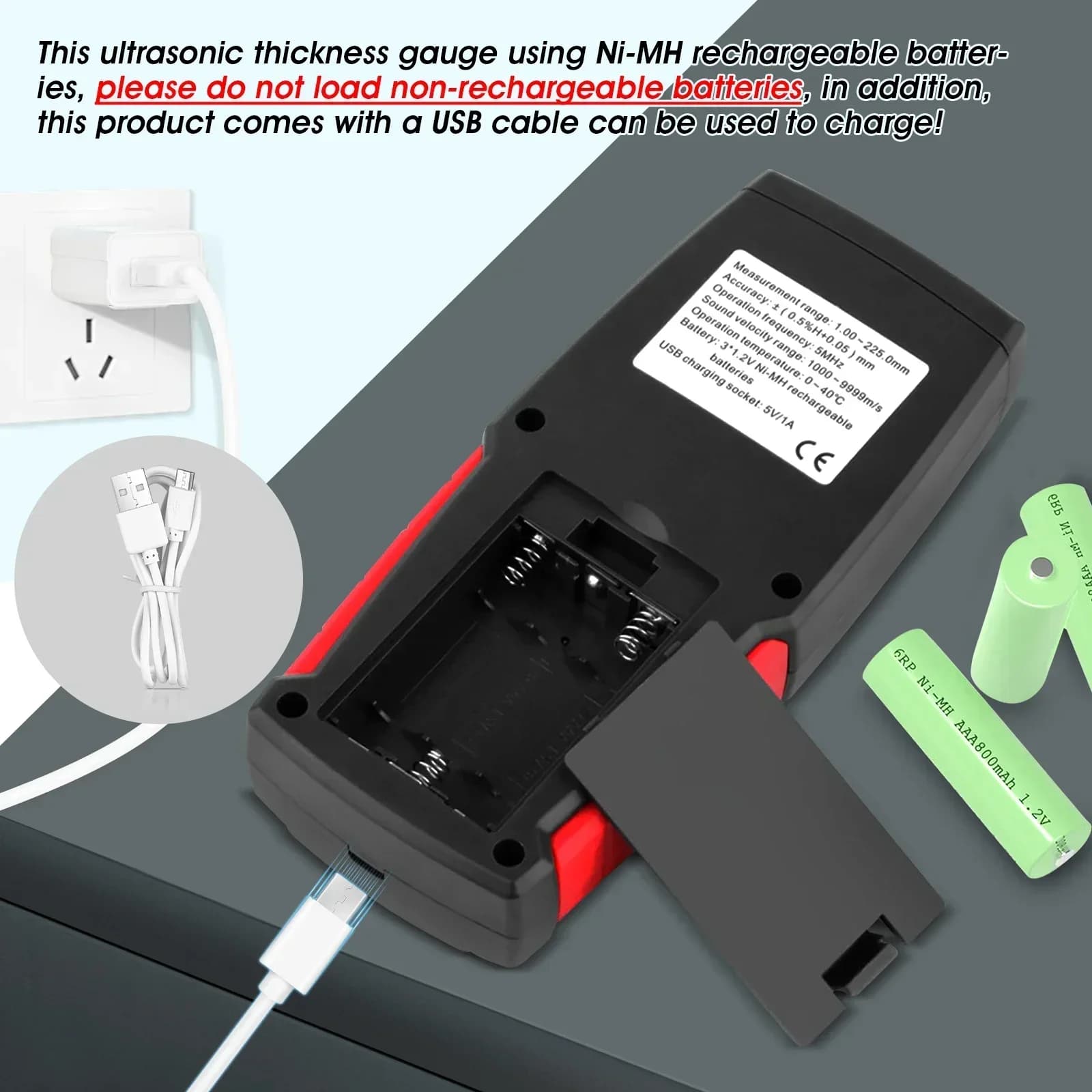 Best sellDigital Ultrasonic Thickness Gauge, Non-Destructive Testing Gauge, For Measure Steel Aluminum Metal Copper Plate G