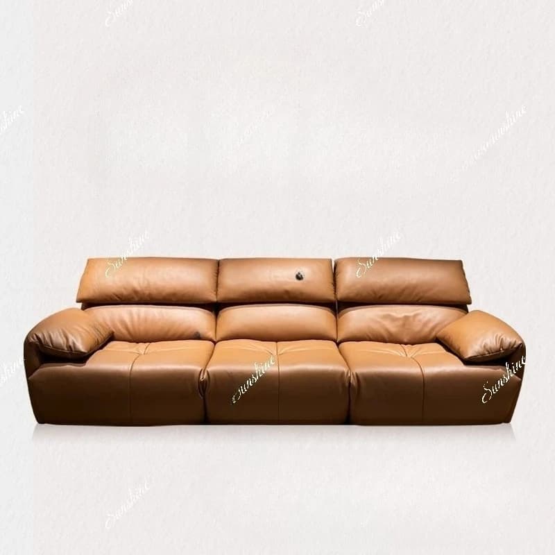 Italian retro high backrest living room straight row home sofa