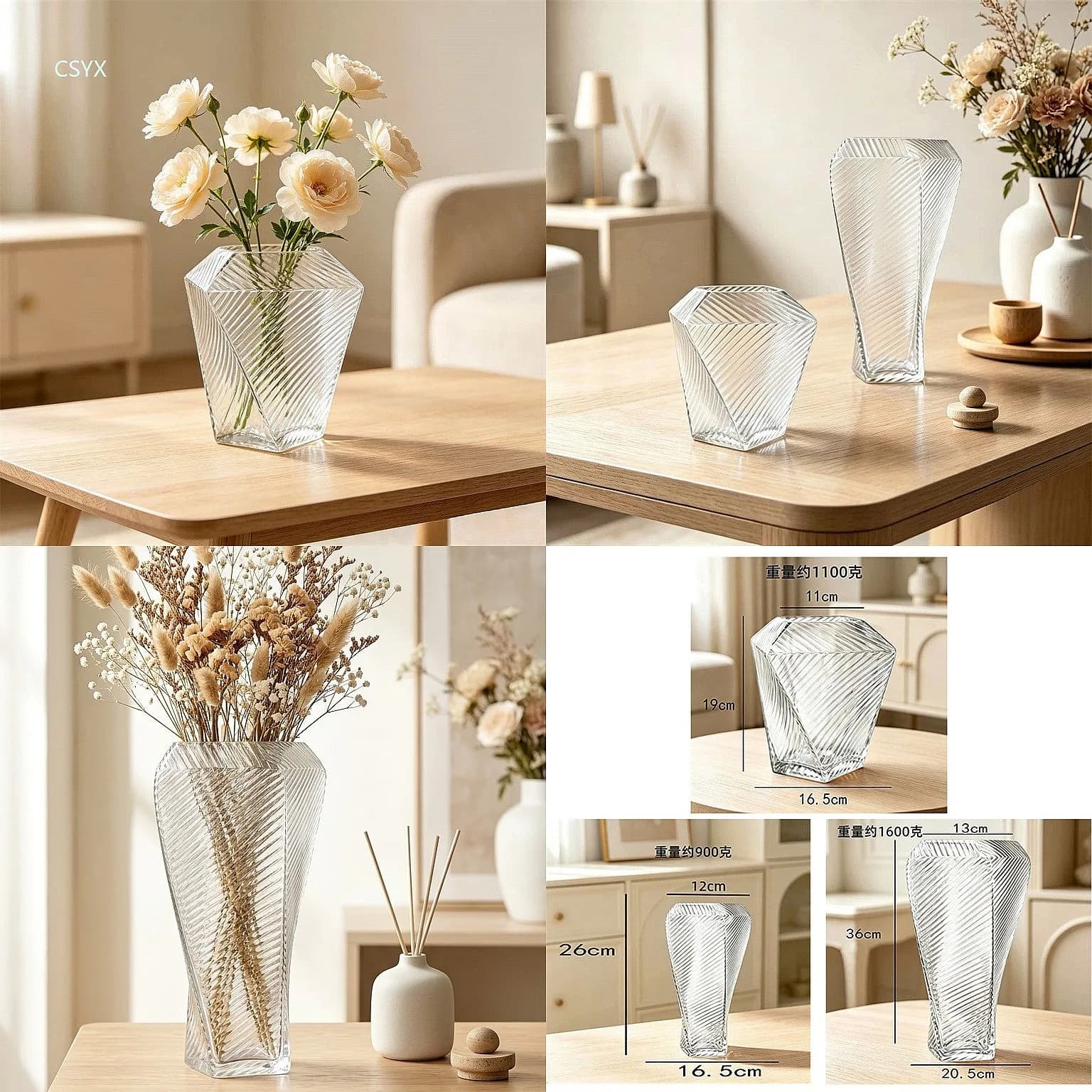 Marian Perennial Green Plant Glass Vase Living Room Desktop Decoration Easy Care Hydroponic Flower Vessel