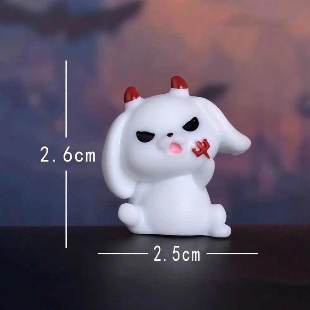 Cartoon Halloween Rabbit Ghost Figurines Pumpkin Black Cat Resin Craft Rabbit Halloween Micro Figurine Mini Cute