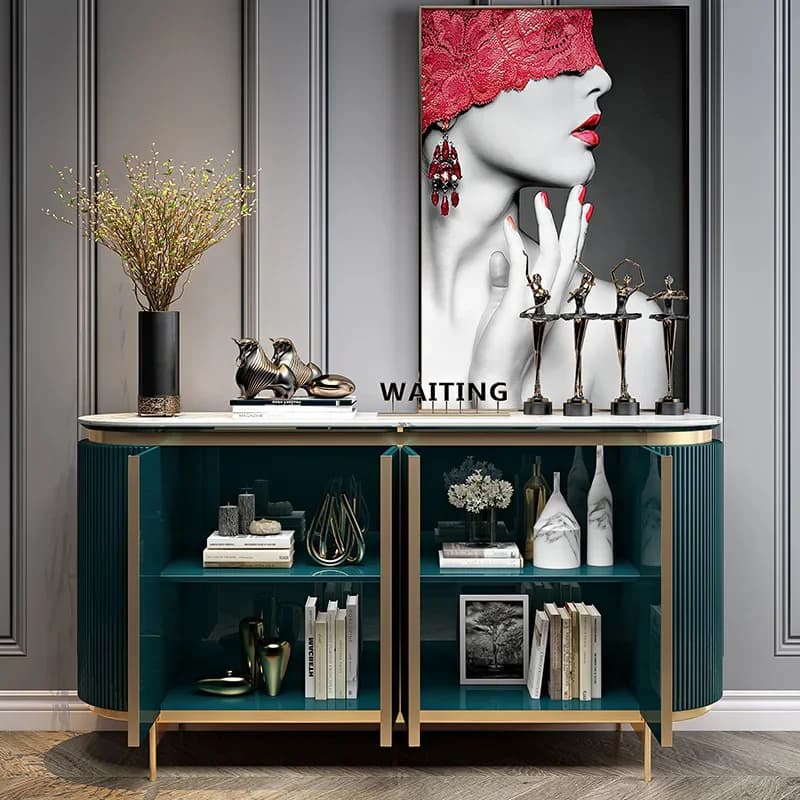 light luxury dining side cabinet,living room partition,modern simple marble dining side cabinet, ocker high-end