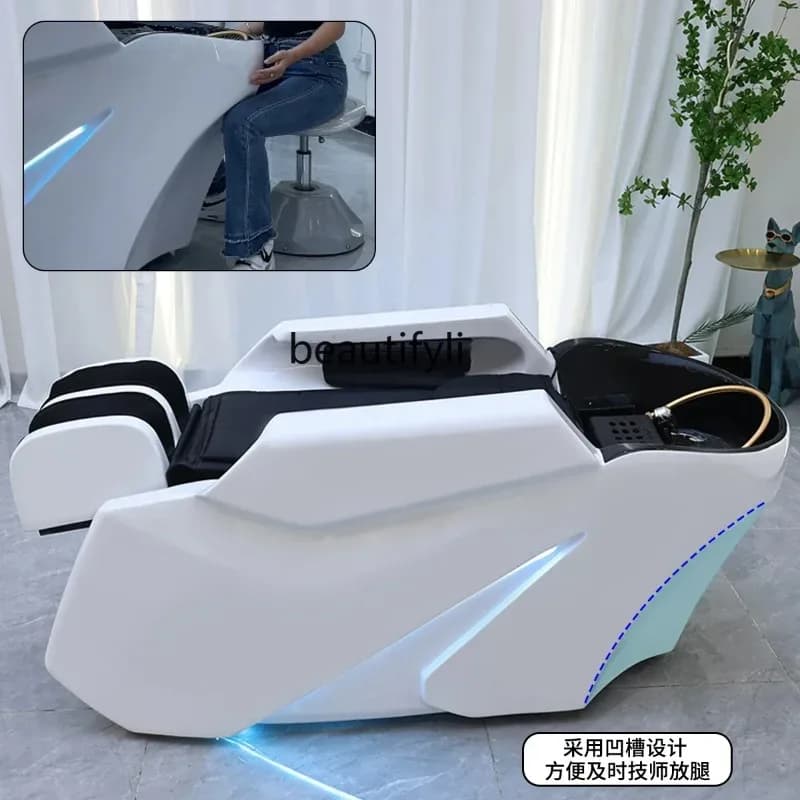 A   0R Automatic Intelligent Electric Massage Shampoo Bed Hair Salon Ceramic Basin Flush Massage Integrated R