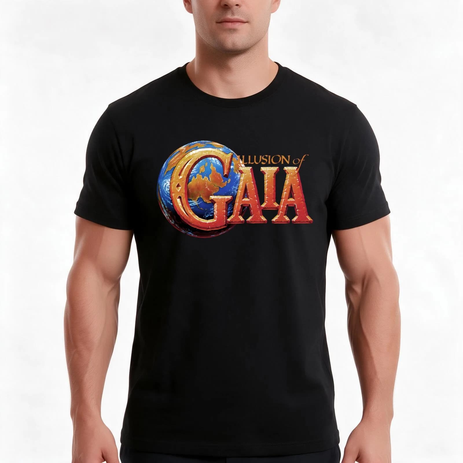 Gaia Logo T-Shirt, Summer Casual Cotton Tee, Oversized Streetwear Tops, Vintage Graphic Print, Loose Fit Short Sleeve
