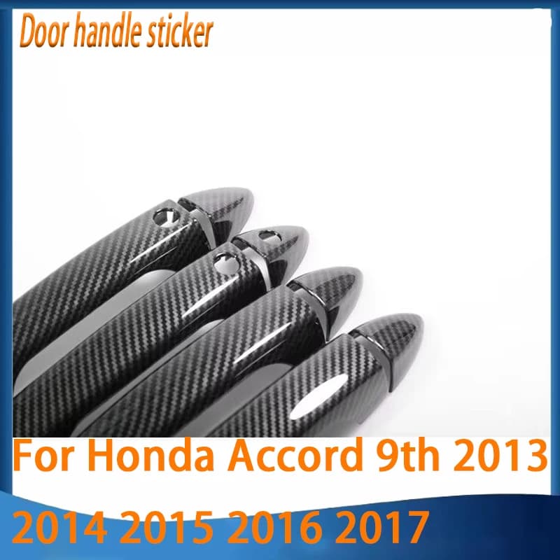 For Honda Accord 9th 2013 2014 2015 2016 2017 Carbon Fiber Chrome Car Side Door Handle Cover Sticker Styling Accessories