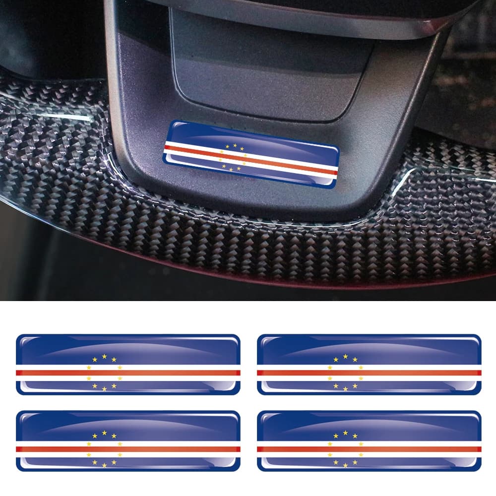 Cape Verde Flag 3D Epoxy Resin Decorate Car Sticker Car Window Buttons Steering Wheel Center Console Panel Motorcycle Fuel Tank