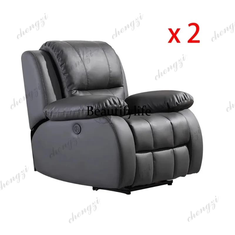 Reclining Loveseat with Cup Holder – Modern Genuine Leather Power Recliner Sofa with Center Console, Home Theater Recliner Couch