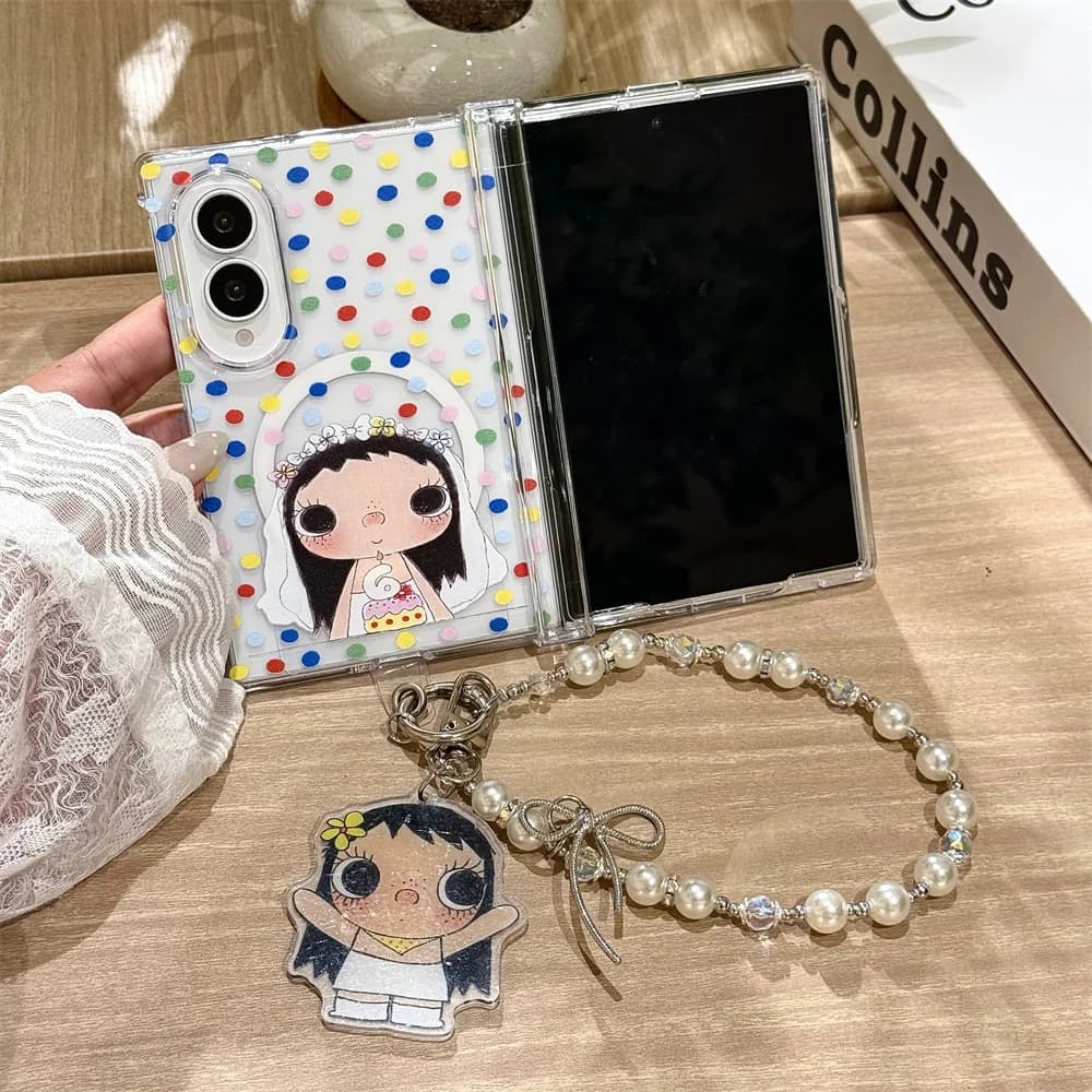 Color Polka Dot Girl Magnetic Phone Case For Samsung Galaxy Z Fold 8 Ultra Z Fold 7 6 5 4 3 Shockproof Folding Cover For Women